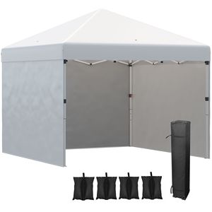 Gazebo Pop-up 3x3m con Sacche Pesi per Gambe, Borsa per il Trasporto, 3 Pareti Laterali, Altezza Regolabile, Riparo per Eventi, Gazebo da Giardino, Colore Bianco - Product Image 1