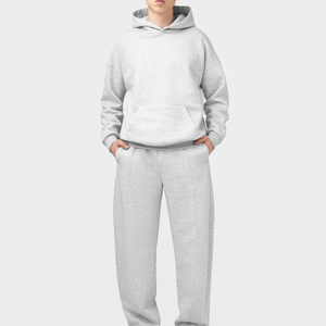 Ensemble de survêtement homme de haute qualité avec empiècements contrastants, en tissu brossé épais, comprenant un sweat à capuche et un pantalon - Product Image 5