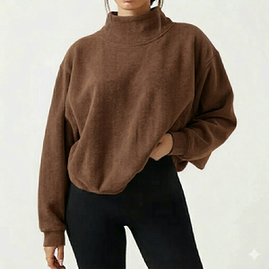 Sudadera Casual Oversize de Cuello Alto para Mujer, Manga Larga, Estampada, de Algodón Ecológico, para Invierno - Product Image 3