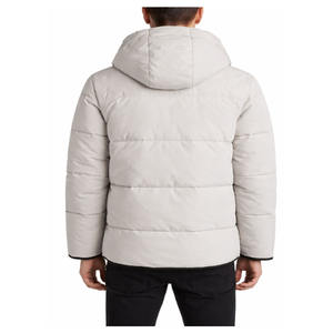 New Hooded White Woolen Unisex Winter Warm Eco-Friendly Breathable Polyester Filled Puffer <b>Jacket</b> with Embroidery Front Logo - Product Image 3