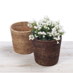 Panier à fleurs pas cher, pot en rotin, support pour pot, décoration de jardin intérieur/extérieur - Product Image 3