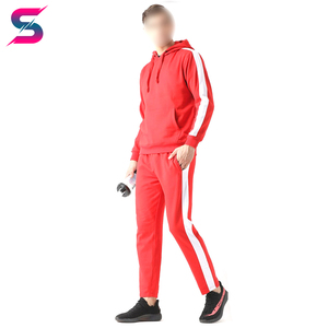 Survêtement à capuche rouge pour homme, couleur unie, décontracté, avec poches latérales, en coton respirant, style automne - Product Image 6