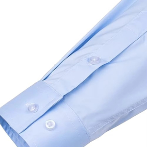 Chemise habillée homme bleu clair à manches longues en polyester et coton, style business décontracté, pour le bureau, à prix réduit - Product Image 4