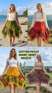 Bohemian Cotton Patch Short <b>Skirt</b> Women Casual <b>Patchwork</b> Mini <b>Skirts</b> Hippie Boho A-Line Summer Beach Tiered Ruffle Ladies Short - Product Image 6