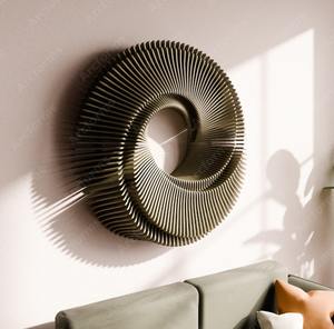 Décoration murale paramétrique Art Déco ronde en bois découpée au laser CNC avec fonction de suspension pour anniversaire et maison - Product Image 2