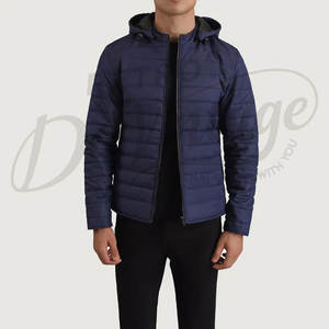 Chaqueta de invierno para hombre, azul marino, gruesa, cálida, con capucha, tipo parka, a prueba de viento, acolchada, para uso en exteriores. - Product Image 1