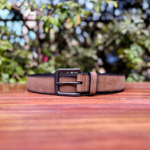 Ceinture unisexe en cuir de buffle perforé gris cendré style vintage, décontractée, durable, avec boucle ardillon, largeur 35 mm, personnalisable - Product Image 3