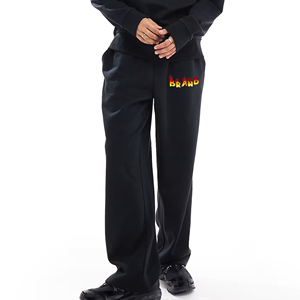 Pantalones de chándal negros holgados de algodón 100% de alta calidad para hombre, estilo urbano, informales, de peso pesado, personalizados - Product Image 1