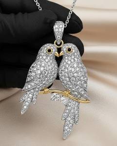 Pendentif Pigeon en Argent Sterling 925 avec Moissanite Ronde Taille Brillant, Breloque Thème Animal, Bijou Unisexe pour Mariage - Product Image 4