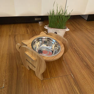 Comederos Elevados de Cerámica para Mascotas con Soporte de Madera, Gris y Rosa, Estación de Alimentación para Perros y Gatos - Product Image 3