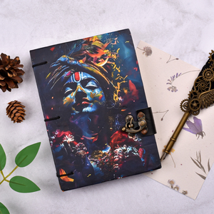 Krishna A5 Handmade Lock <b>Notebook</b> 100 Pages | Spiritual Vintage <b>Diary</b> Premium Devotional Journal Eco Friendly Writing Gift Book - Product Image 2