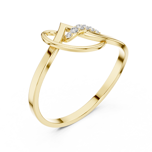 Anillo de oro macizo de 14k para mujer con diamante de corte redondo minimalista de diseño único en forma de espiga, ideal para regalo, compromiso, aniversario, boda. - Product Image 3