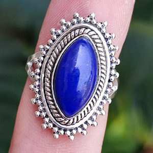 <b>Lapis</b> <b>Lazuli</b> <b>Ring</b> 925 Sterling Silver Handmade Boho Statement Promise Jewelry for Women Natural Marquise Shape Gemstone Jewelry - Product Image 4