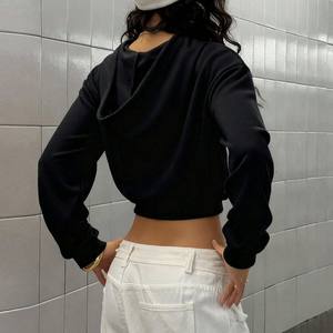 Customizable Rhinestone Angel Wing Cropped Zip Hoodies Women Custom Embellished Streetwear Slim Fit Hooded Jacket Boutique Style - Product Image 2