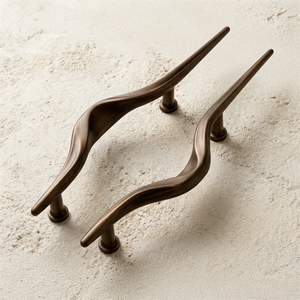 Manijas de Puerta Comerciales Modernas de Aluminio Maxery, Bronce Antiguo, Diseño de Onda Grande, Herrajes para Puertas de Entrada para Hospitales, Cocinas y Hoteles - Product Image 4