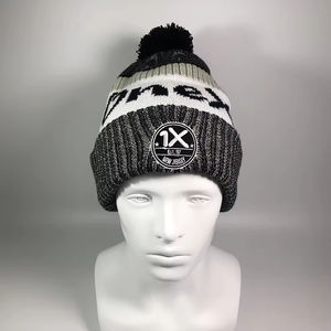 ODM Luxury Quality Ribbed Warmer Custom Knitted Hat Adults Jacquard Acrylic Bobble Caps Embroidery Pom Pom Thick Beanie Hats - Product Image 2