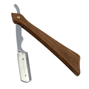 Afeitadora de un solo filo personalizable BEIKELIN con hoja de acero inoxidable y mango de madera, acabado gris clásico para rostro y bikini masculino - Product Image 5