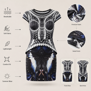 Vestido de verano floral personalizado para mujer, talla grande, largo hasta la rodilla |   Camiseta de Manga Corta, Casual, Corte Recto, Sexy, Suave, Transpirable, Elegante, para Uso Diario - Product Image 5