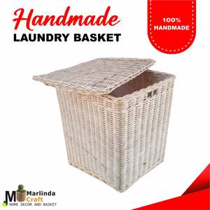 Cesta de lavandería de ratán hecha a mano - Product Image 1