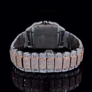 Montre en quartz moissanite ronde de qualité supérieure, élégante et étincelante, avec bracelet confortable et haute performance fiable - Product Image 4