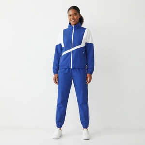 Survêtement coupe-vent deux pièces zippé pour femme avec empiècement en V contrastant - Product Image 4