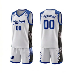 Ensemble de maillots de basket-ball personnalisés, blanc et rouge, sublimé, col en V, sans manches, respirant, polyester, uniforme unisexe adulte, toutes saisons - Product Image 6
