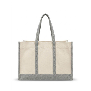 Sac fourre-tout en toile robuste MA53, réutilisable, en coton et lin, avec poignées renforcées, pour les courses, l'usage quotidien, les promotions et le shopping - Product Image 2
