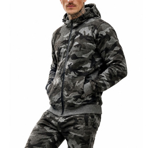 Nuevos Conjuntos Deportivos Transpirables de Moda con Lavado Ácido y Camuflaje Sólido Estilo Selva, Sudadera con Capucha y Pantalones de Chándal con Bordado Desgastado Personalizado OEM - Product Image 4