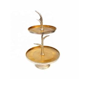 Vente chaude Bol En Bois Gâteau Stand À La Main Naturel Véritable Bol En Bois Avec Base En Métal Stands Gâteau Outils De En Inde - Product Image 3