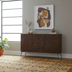 Buffet de salle à manger KLOPS LIVING de style français moderne en teck massif écologique, armoire de rangement haut de gamme, élégante vitrine de salon - Product Image 1