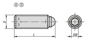 Tornillo de Empuje con Extremo Esférico Sin Cabeza, Forma: Acero Esférico, M12, L=42, Acero QT, Compuesto: Acero para Rodamientos de Bolas - Product Image 6
