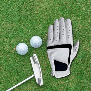 Gants de golf en cuir véritable blanc, antidérapants, respirants, pour droitier, unisexe, à enfiler - Product Image 2