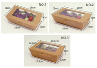 Cajas para Ensaladas de Papel Recubierto 16*10*5cm con Doble Ventana PET, Laminado Mate, Ecológicas, Desechables, de Grado Alimenticio, Marca Sungene