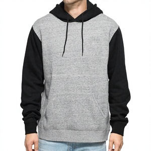 Sudadera con Capucha Personalizable con Logotipo Bordado, Antiencogimiento, en Gris Jaspeado Carbón con Mangas Negras, Sudadera Lisa Teñida para Verano - Product Image 1