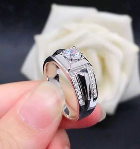 Mens Luxury Rhodium Plated Moissanite <b>Ring</b> <b>925</b> Sterling <b>Silver</b> Prong Setting Engagement Wedding Band Party D Color VVS Third - Product Image 3