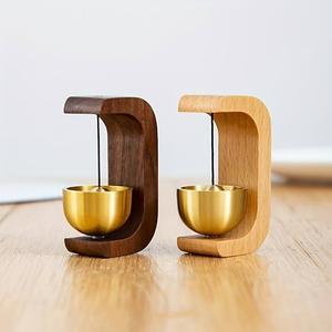 Adorno de puerta de madera maciza para el hogar, ecológico, pulido, para colgar en la pared, estilo artístico, campanas de viento, decoración ovalada de bambú y haya - Product Image 5