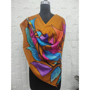 Fine <b>Wool</b> Hand Painted Stole Luxury 80% Fine <b>Wool</b> 20% Silk Blend Shawl Elegant Artistic <b>Wrap</b> Soft Warm Lightweight 70x200 cm - Product Image 2