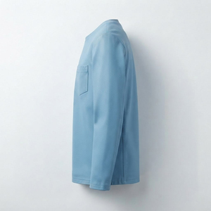 เสื้อยืดแขนยาวผู้ชาย หนัง PU พรีเมียม คอกลม สีฟ้าอ่อน สไตล์ลำลอง ทรงเข้ารูป มีกระเป๋าหนังที่อก เนื้อผ้านุ่ม - Product Image 6