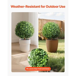 Set di 2 Alberi Artificiali di Bosso Topiario da 22 Pollici, Finte Piante in Vaso con Picchetto di Supporto, Aspetto Realistico - Product Image 3