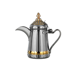 Tetera Dallah árabe plateada de diseño popular para bodas, hoteles, uso en mesas, para calentar leche y té. - Product Image 5