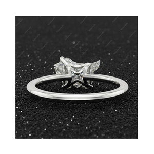 Anillo de Compromiso Solitario de Plata de Ley y Oro con Diamante Cultivado en Laboratorio con Corte Norwich Terrier Original, Claridad DEF VVS VS, Certificado GIA IGI - Product Image 1