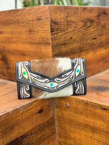 Nouveau cuir de vachette fabriqué à la main et cuir usiné à la main Western femmes portefeuilles élégant personnalisé en cuir véritable haute qualité Cowgirl portefeuille - Product Image 2