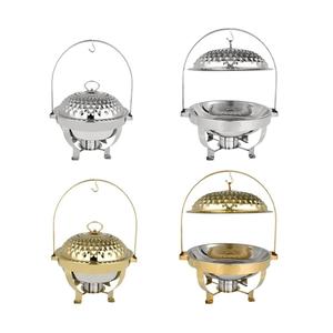 Round Stainless Steel Chafing Dish Hanging Hook Dome Lid Non-Stick <b>Oven</b> Safe 33cm Diameter Buffet Food Warmer for Hotel Catering - Product Image 2