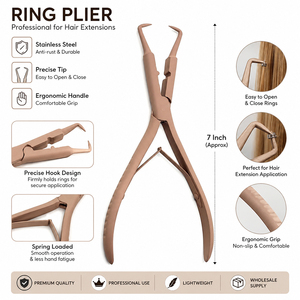 Pince à ouvrir les extensions capillaires de 7 pouces en acier inoxydable, outil d'ouverture d'anneaux pour micro-anneaux et nano-perles, application d'extensions capillaires - Product Image 1
