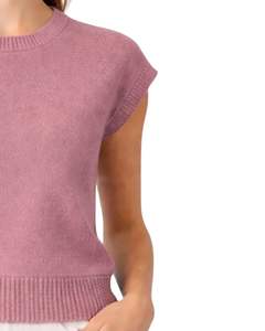 Pull sans manches en tricot mauve pour femme, style floral, doux et léger, gilet décontracté pour le printemps et l'été, vêtement tendance pour femme - Product Image 3
