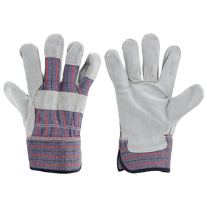Leather Safety <b>Gloves</b> Gray <b>Red</b> Full Grain Abrasion Resistant Anti Slip General Purpose Work <b>Gloves</b> Elastic Wristband - Product Image 6