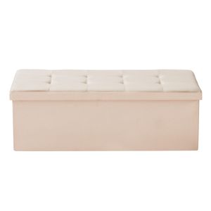 Banc de rangement pliable rembourré en lin, capacité de 660 lb - Product Image 1
