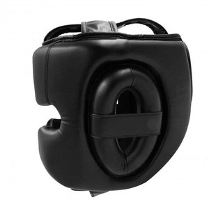 Protège-tête de boxe en cuir PU noir avec fermeture à boucle, équipement de protection pour adultes, usage sportif unisexe - Product Image 3