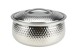 Round Hammered Metal Casseroles in Durable Design Perfect for Restaurant Ware Food Warming and Stylish Storage <b>Solution</b> - Product Image 2