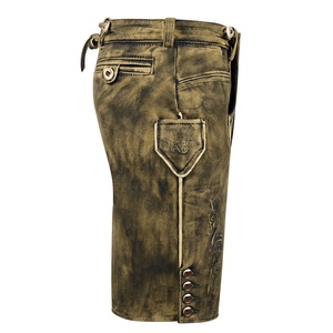 Lederhosen กางเกงขาสั้นหนังสีน้ำตาลเข้มกางเกงขาสั้นเอวยางยืดเข้ารูปเข้ารูปเป็นมิตรกับสิ่งแวดล้อมป้องกันริ้วรอย lederhosen ดีไซน์หรูหรา - Product Image 3